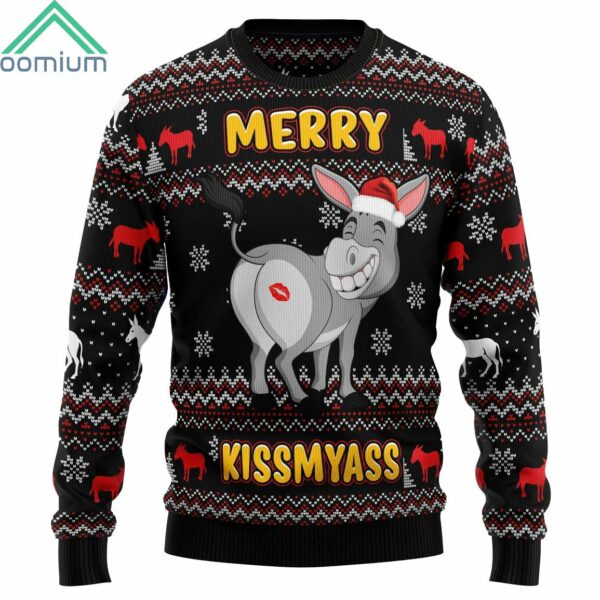 Donkeys Merry Kissmyass Ugly Christmas Sweater