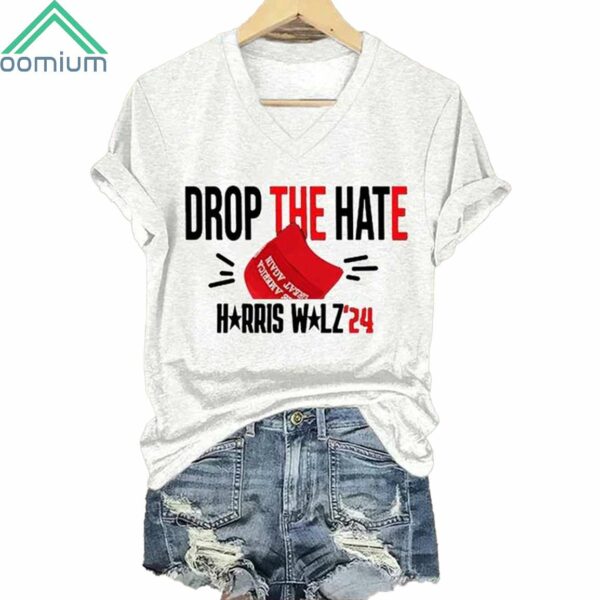 Drop The Hate Harris Walz Harris Walz 2024 Neck Shirt