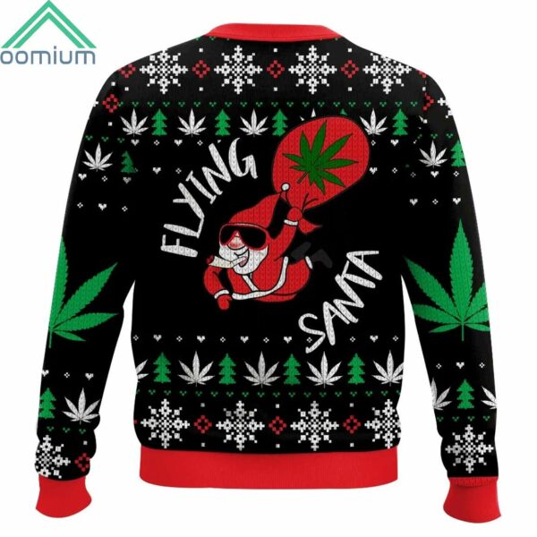 Flying Santa 420 Christmas Ugly Sweater