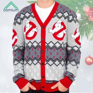 Ghostbusters Logo Ugly Christmas Cardigan Sweater 1