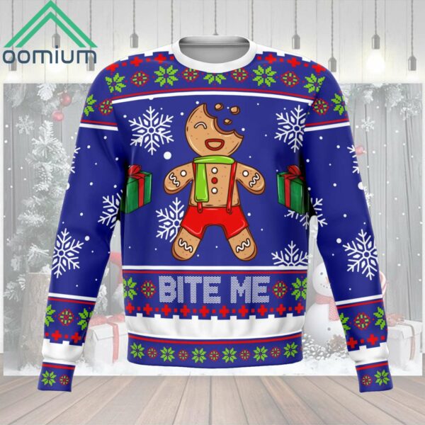 Gingerbread Bit Me Ugly Christmas Sweater