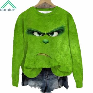 Grnch Face Christmas Printed Crewneck Sweatshirt