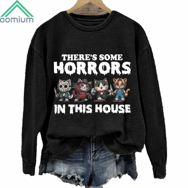 Halloween Cat There's Some Horrors In The House Sweatshirt