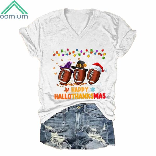 Happy Hallothanksmas V Neck Shirt