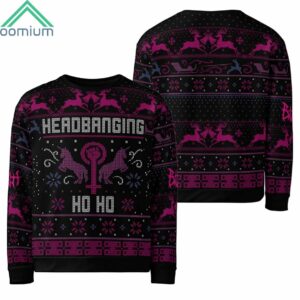 Headbanging Ho Ho Ugly Christmas Sweater