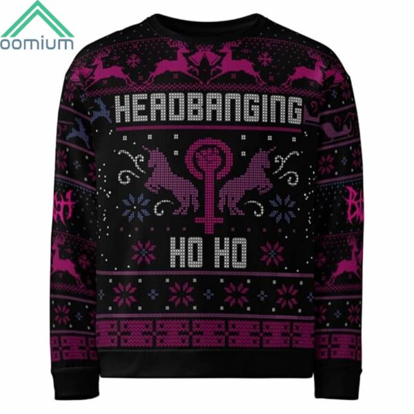 Headbanging Ho Ho Ugly Christmas Sweater