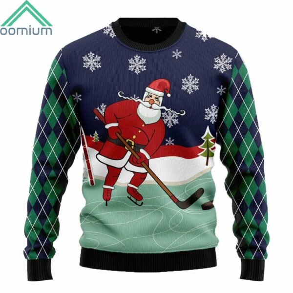 Hockey Santa Claus Ugly Christmas Sweater