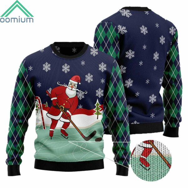 Hockey Santa Claus Ugly Christmas Sweater