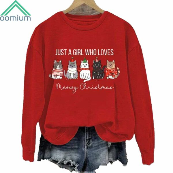 Just A Girl Who Loves Christmas Meowy Sweatshirt