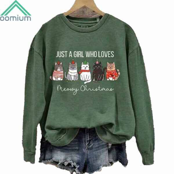 Just A Girl Who Loves Christmas Meowy Sweatshirt