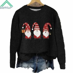 Merry Christmas Three Dwarfs Gnome Sweater Black