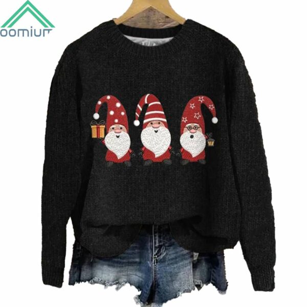 Merry Christmas Three Dwarfs Gnome Sweater Black