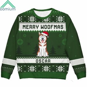 Merry Woofmas Custom Name Ugly Sweater