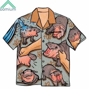 Moo Deng Cute Baby Hippo Hawaiian Shirt