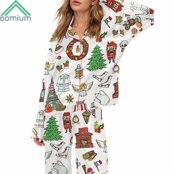 Paris Christmas Satin Pajama Set