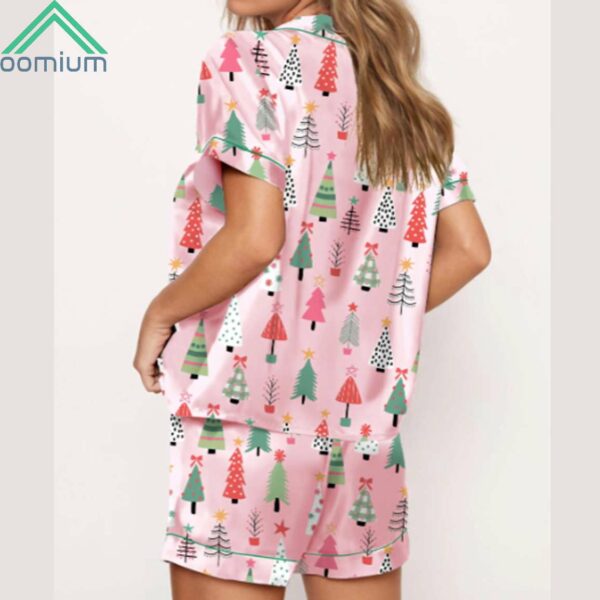 Pink Christmas Tree Satin Pajama Set