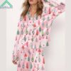 Pink Christmas Tree Satin Pajama Set