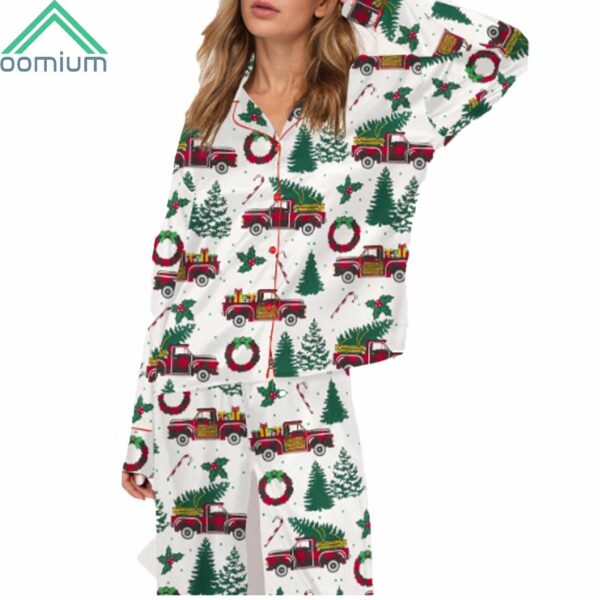 Red Truck Pine Tree Christmas Satin Pajama Set