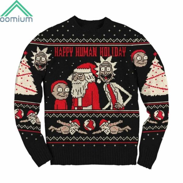 Rick And Morty Happy Human Holiday Ugly Christmas Sweater