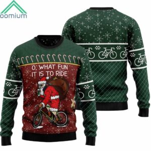 Santa Cycling O What Fun It Is To Ride Ugly Christmas Sweater