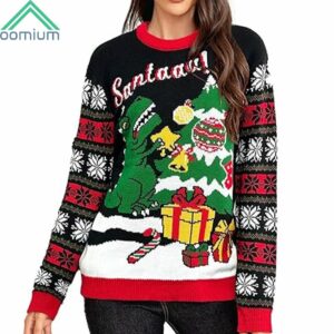 Santaaa T rex Ugly Christmas Sweater