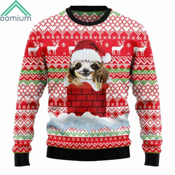 Sloth Chimney Ugly Christmas Sweater