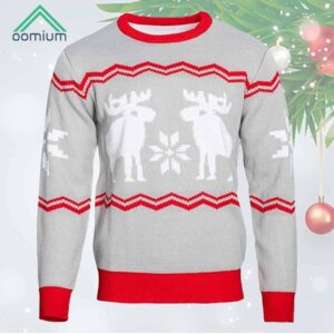 Snowflakes and Moose Ugly Christmas Sweater 1