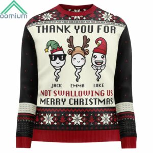 Thank You For Not Swallowing Us Merry Christmas Personalized Ugly Sweater