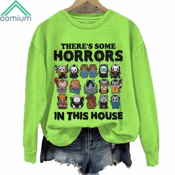 Theres Some Horrors In The House Halloween Cat Sweatshirt