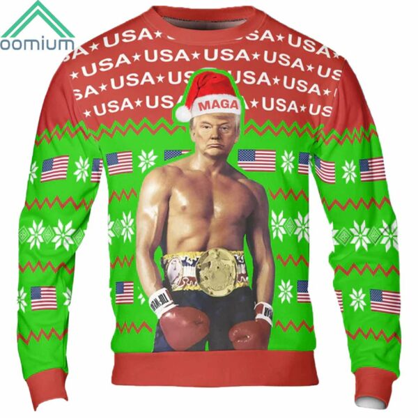 Trump American Boxing Champion Boxer Ugly Christmas Sweater