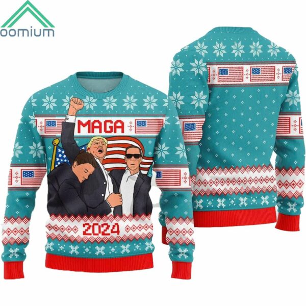 Trump Fight MAGA 2024 Ugly Christmas Sweater