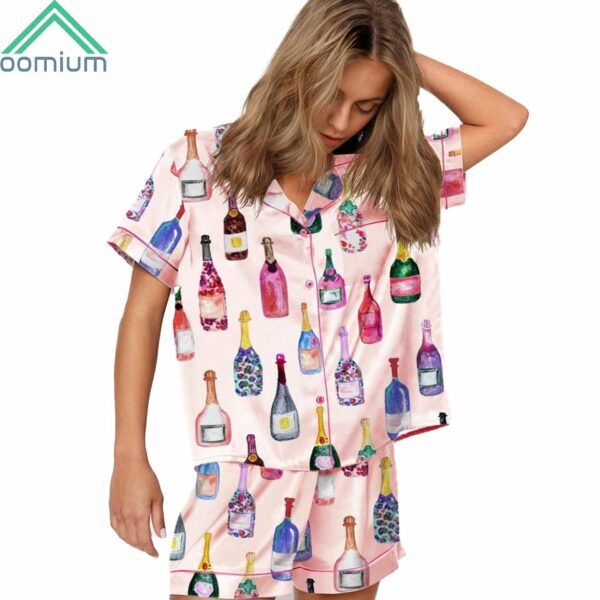 Watercolor Champagne Bottles Pajama Set