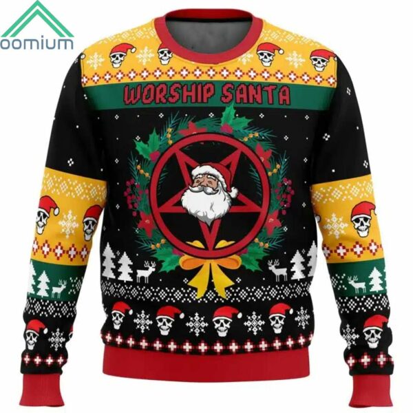 Worship Santa Ugly Christmas Sweater