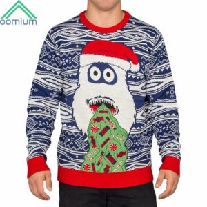 Yeti Santa Hat Throw up Candy Ugly Christmas Sweater