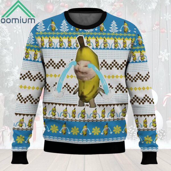 Banana Cat Crying Ugly Christmas Sweater