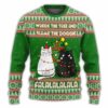 Cat Wreck The Tree And Blame The Doggie Falalalalala Ugly Christmas Sweater