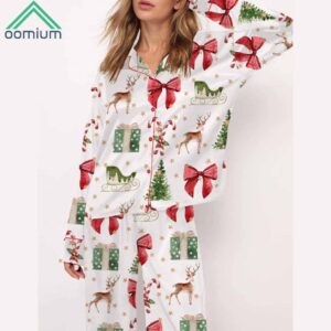 Coquette Christmas Holiday Satin Pajama Set