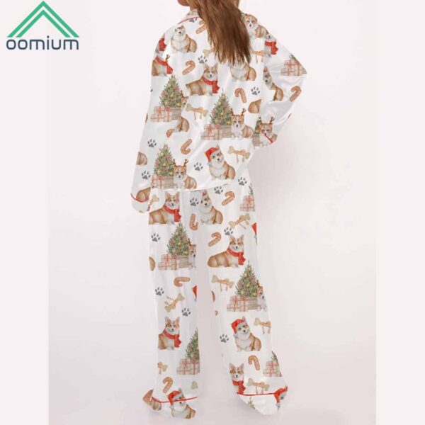 Corgi Christmas Satin Pajama Set For Women 2