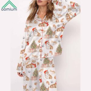 Corgi Christmas Satin Pajama Set For Women