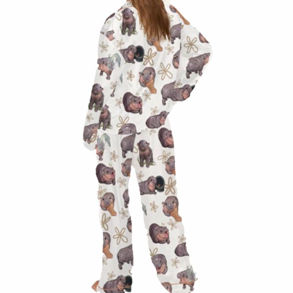 Cute Moo Deng Satin Pajama Set