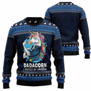 Dadacorn Protector Of My Unicorns Ugly Christmas Sweater