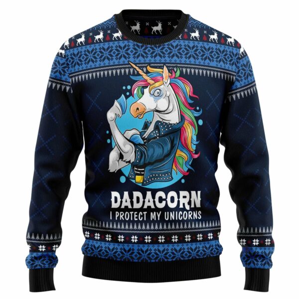 Dadacorn Protector Of My Unicorns Ugly Christmas Sweater