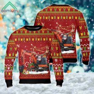 Excavator Santa Christmas Ugly Sweater 1