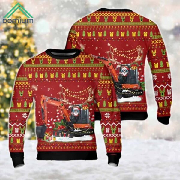 Excavator Santa Christmas Ugly Sweater