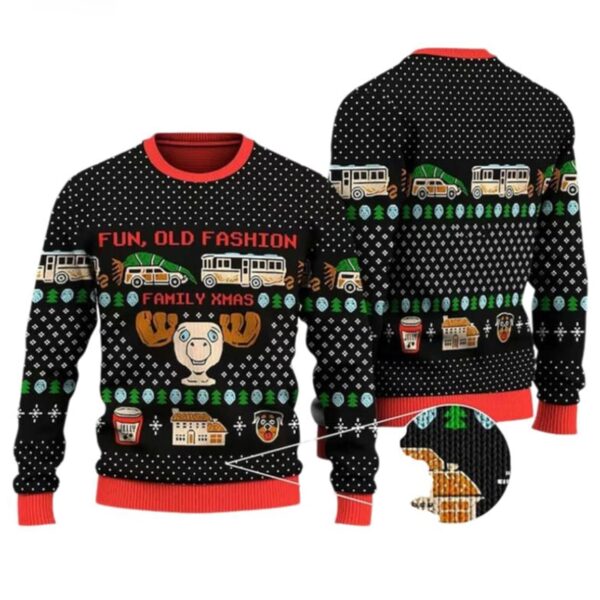 Fun Old Fashion Family Xmas Ugly Christmas Sweater