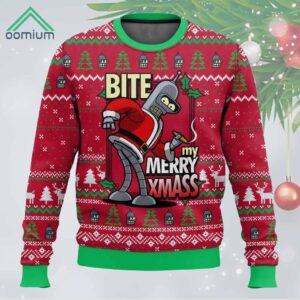 Futurama Bite My Merry Xmass Ugly Sweater