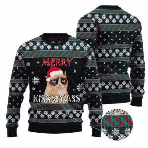 Grumpy Cat Merry Kissmyass Ugly Christmas Sweater