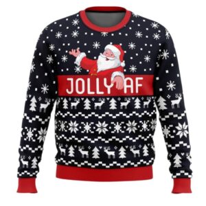 Jolly Af Santa Claus Ugly Christmas Sweater