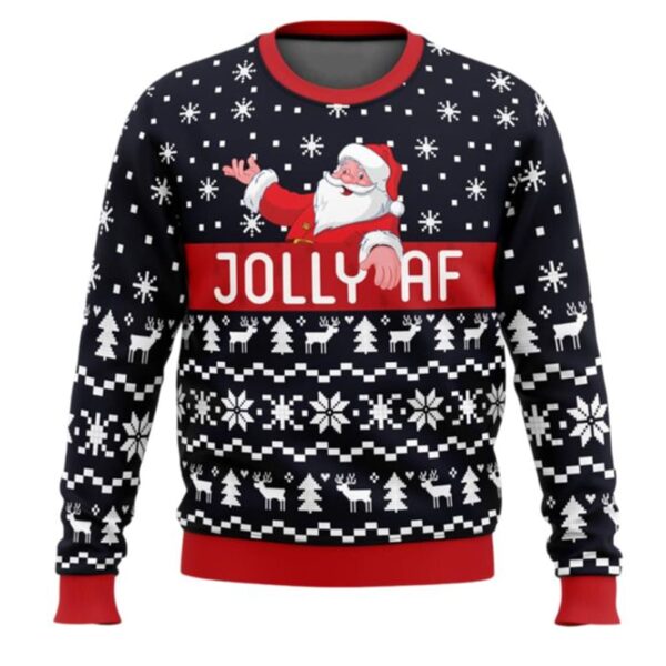 Jolly Af Santa Claus Ugly Christmas Sweater