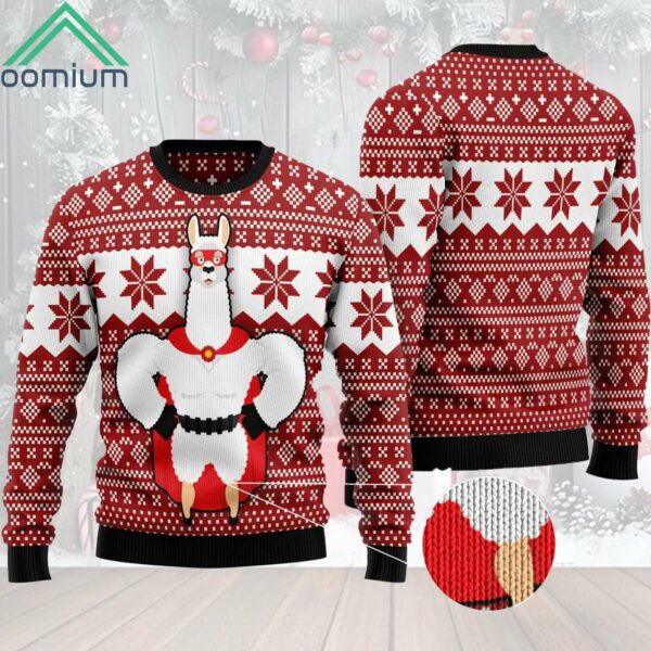 Llama Superhero Christmas Ugly Christmas Sweater